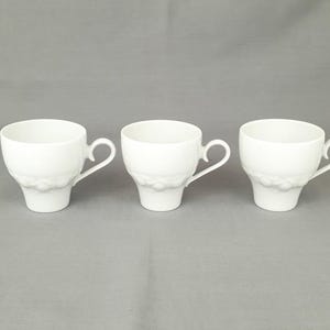 Set of 3 Vintage White Fine Porcelain Coffee Cups 1960s Germany Bavarian Vintage TIRSCHENREUTH 1838 Porcelain Cups Collectibles Porcelain