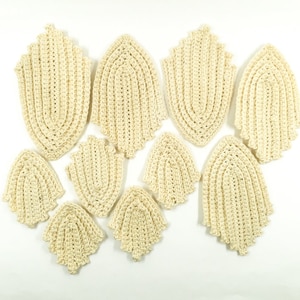 Lot de 10 feuilles au crochet antiques Feuilles au crochet vintage éléments au crochet fin du XIXe siècle France Accessoires du vêtement Crochet antique
