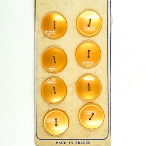 Set of 8 Vintage Orange Buttons 1960s France Vintage French Buttons French Vintage Vintage Haberdashery Sewing accessories