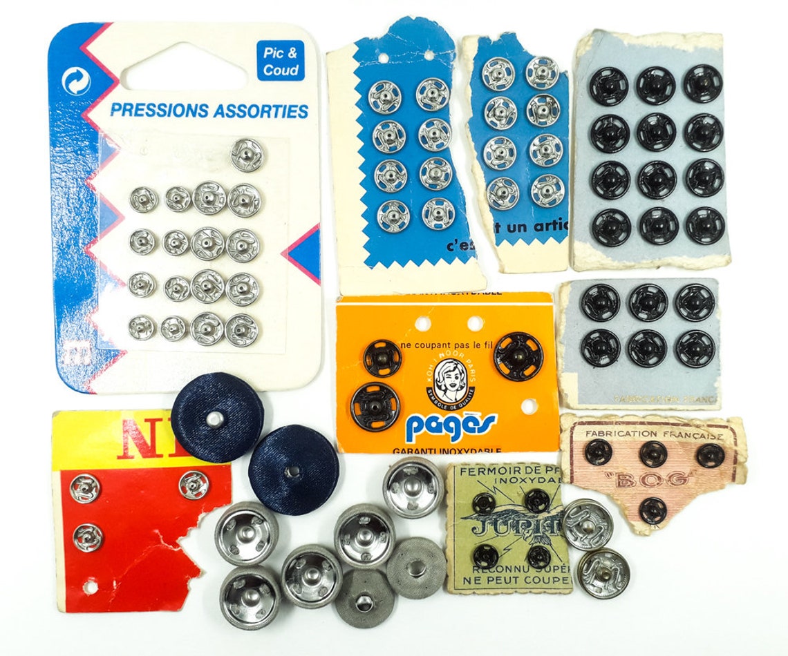 Set of 73 Vintage Sewon Snap Buttons Metal Snap Fastener Buttons Press