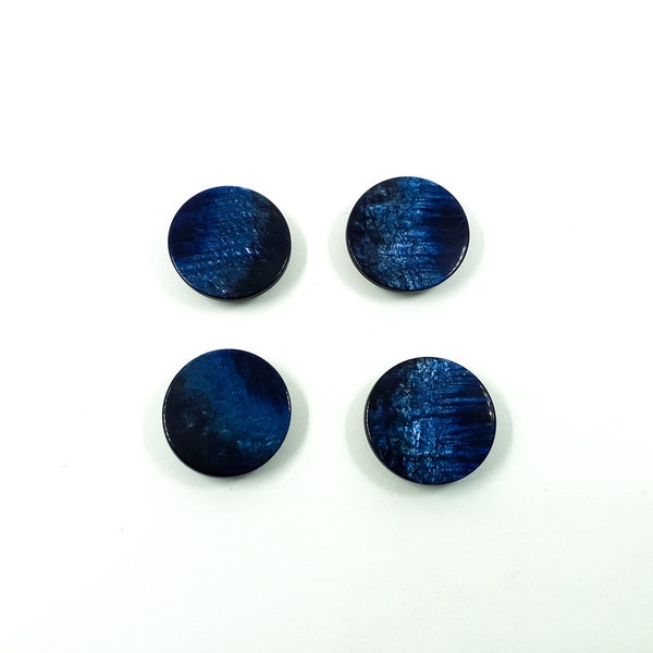 Set of 4 Vintage Shank Navy „ Mother-of-pearl “ Buttons 1970s France Vintage French Buttons Dark Blue Buttons Vintage Haberdashery