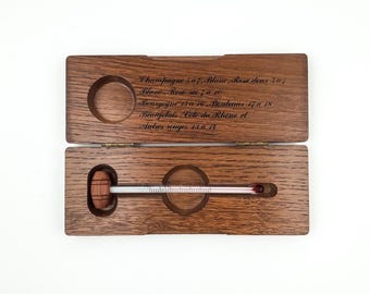 Vintage Wine Thermometer in Wooden Box Mid - late 20th century France French Barware Accessory