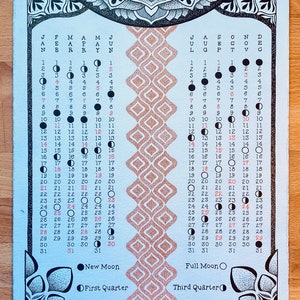 Lunar Calendar Original 2024 Handdrawn Etsy