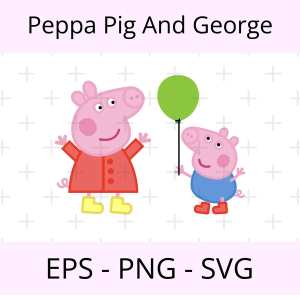 Peppa Pig and George Balloon - SVG, EPS, PNG - Stickers, Vinyl, Cricut, Print Art - Perfect for kids t-shirts, bodies, sweaters and more.