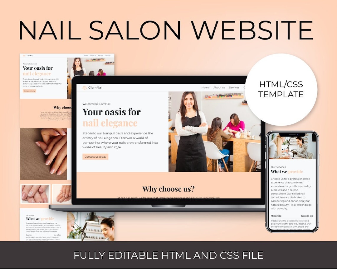 Nail Salon Business site HTML/CSS Template Etsy