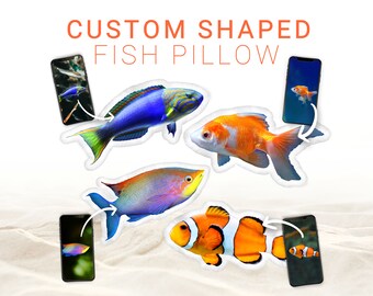 Custom Fish Photo STUFFED ANIMAL Pillow | Fish Shaped 3D Photo Pillow | Aquarium Photo Cushion | Trout Tetra Molly Swordtail Fishing Gifts