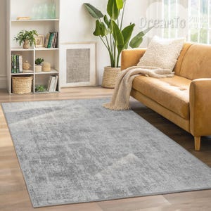 Gray Area Rug-Rustic Silver Minimalist Decor-Elegant Light Abstract Stonewash Mat-Soothing Monochrome Stone Runner-Versatile Neutral Rugs