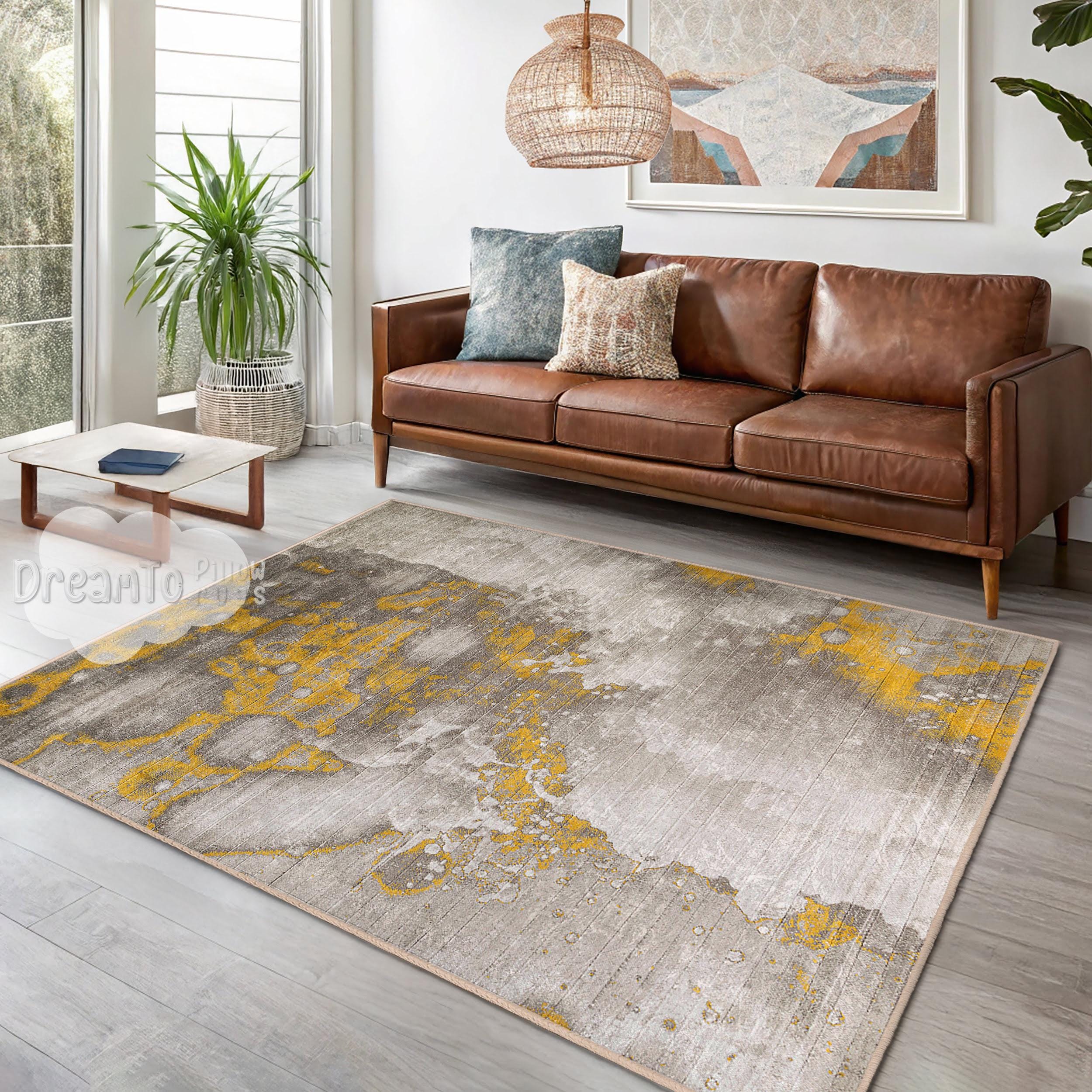 Modern Abstract Gold Splatter Area Rug-premium Yellow Gray Decor-elegant  Minimalist Artistic Accent-cozy Living Room Runner - Etsy, image size:2500x2500
