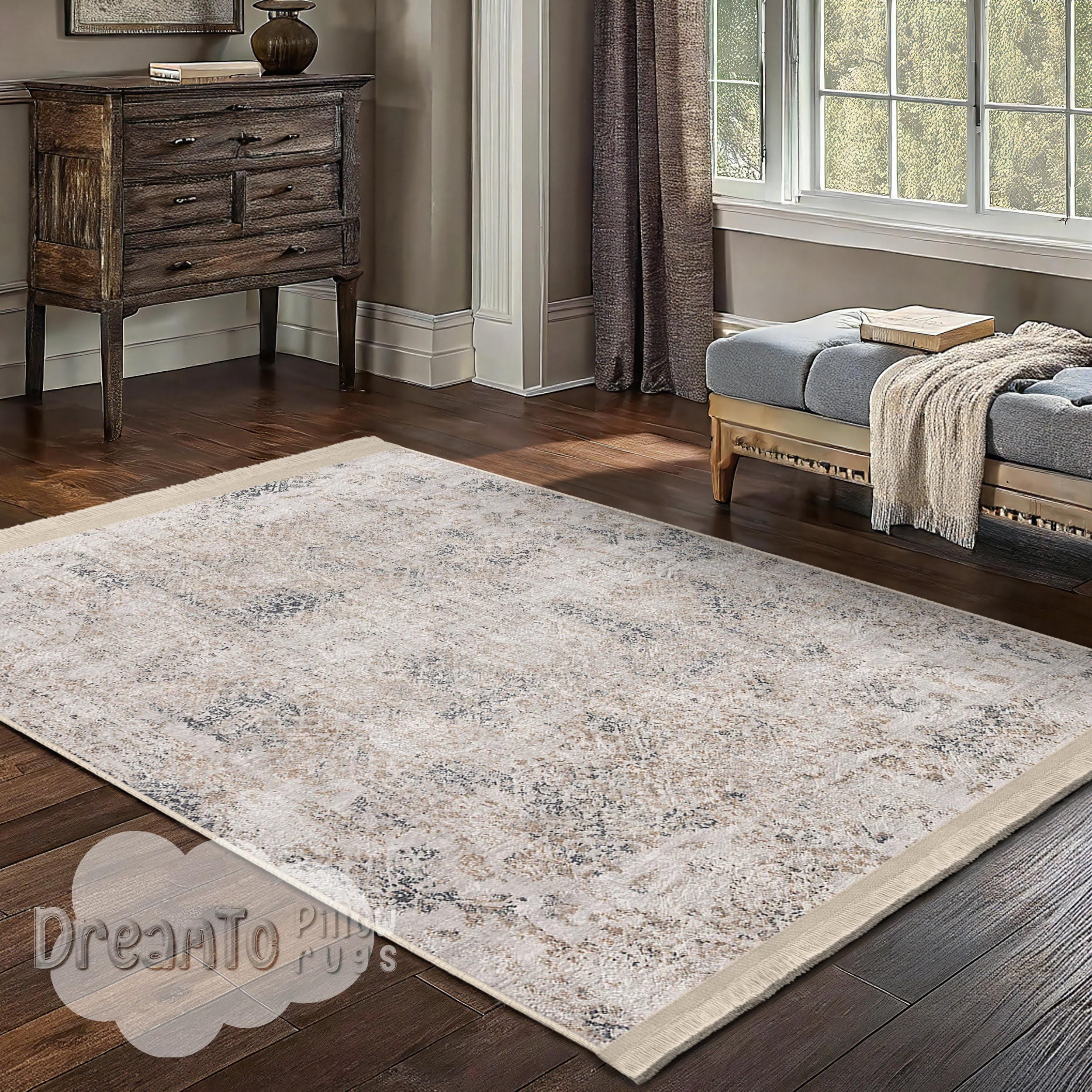 ヴィンテージ　ラグ　マット　カーペット　雪　馬　風景　〈205T22〉 ラグ アンティーク 風 ベルギー絨毯 薄手 モケット織り カーペット