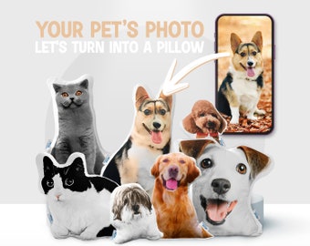 Custom Pet Pillow - Personalized Pet Photo Pillows - Custom Shaped Puppy Pillow - Pet Lover Gift - Cat Dog Cushion - Tailored Pet Art Pillow