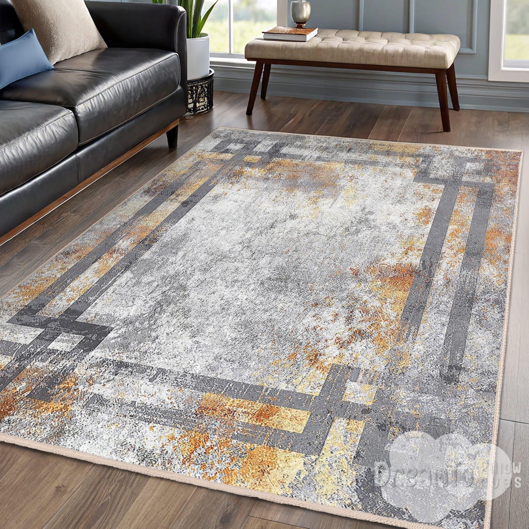 Abstract Geometric Grey Orange Area R...