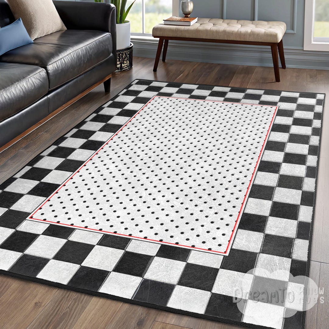Black And White Tiniy Polka Dot Round Rug