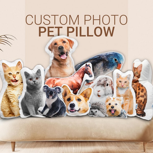 Customizable Animal Shaped Pillow|Pet Shaped Throw Pillow|Dog Cat Animal Shaped Throw Pillow|3D Pillow by Photo|Custom Pet Pillow from Photo