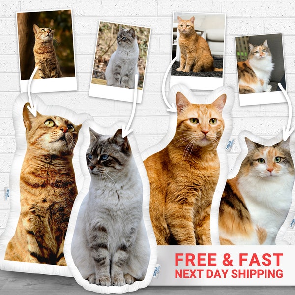 Personalisierte Katzen Foto Kissen | Katzenkissen vom Foto | Individuell geformtes Katzenkissen | Katzen-Gedenkkissen | Katzen Verlust Geschenke | Geschenk für Haustierliebhaber