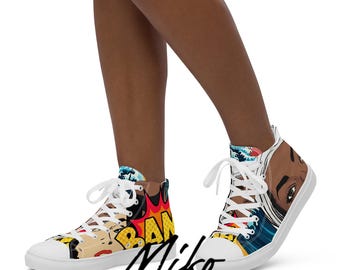 Zapatillas altas de lona para mujer / Zapatillas de estilo pop art de la cultura negra / Calzado artístico / Moda urbana