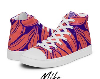Women’s high top canvas shoes -Infinite Possibilities |Colorful and Artsy Sneakers| Banana Print