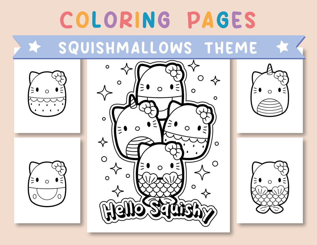 Hello Squishmallow Coloring Page, Bold End Easy Coloring Pages, Instant ...