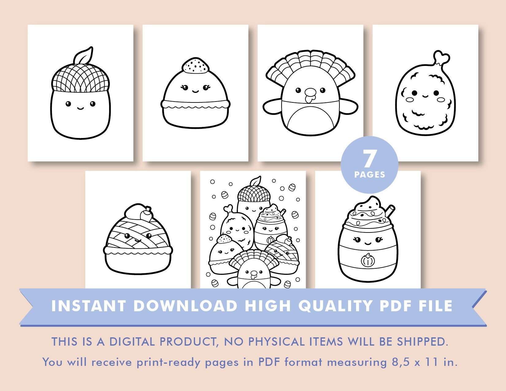 Thanksgivin Squishmallow Coloring Page, Bold End Easy Coloring Pages ...