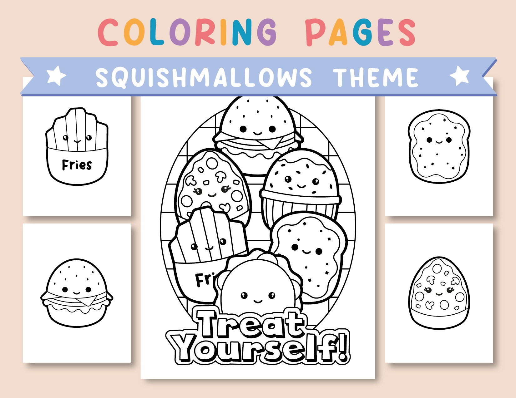 Treat Food Squishmallow Coloring Page, Bold End Easy Coloring Pages ...