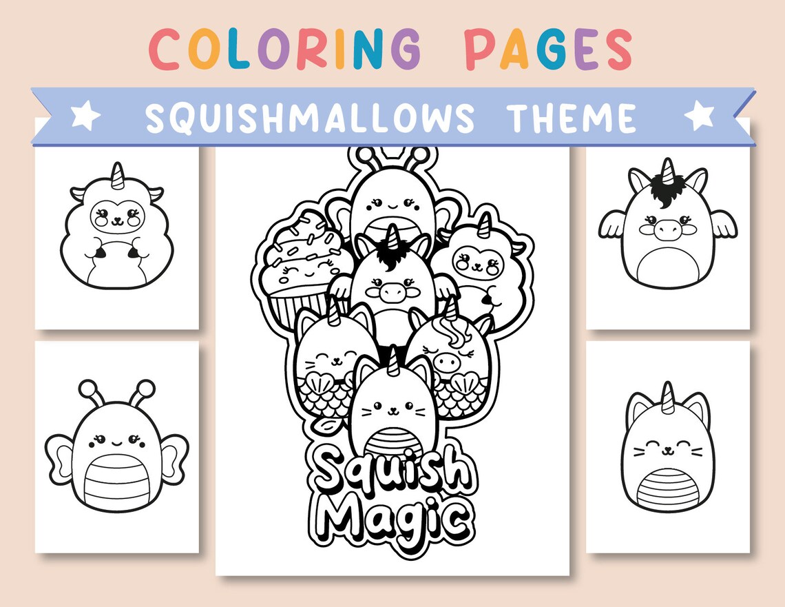 Fantasy Squishmallow Coloring Page, Bold End Easy Coloring Pages, Instant Download PDF ...