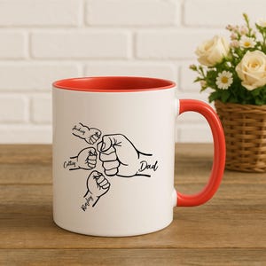 Personalisierte Papa Kindernamenbecher, Beste Papa Tasse, Benutzerdefinierte Papa Kaffeetasse, Papa Geburtstagsgeschenk von Kindern, Papa Faustbump Becher, Neues Geschenk für Vatertag