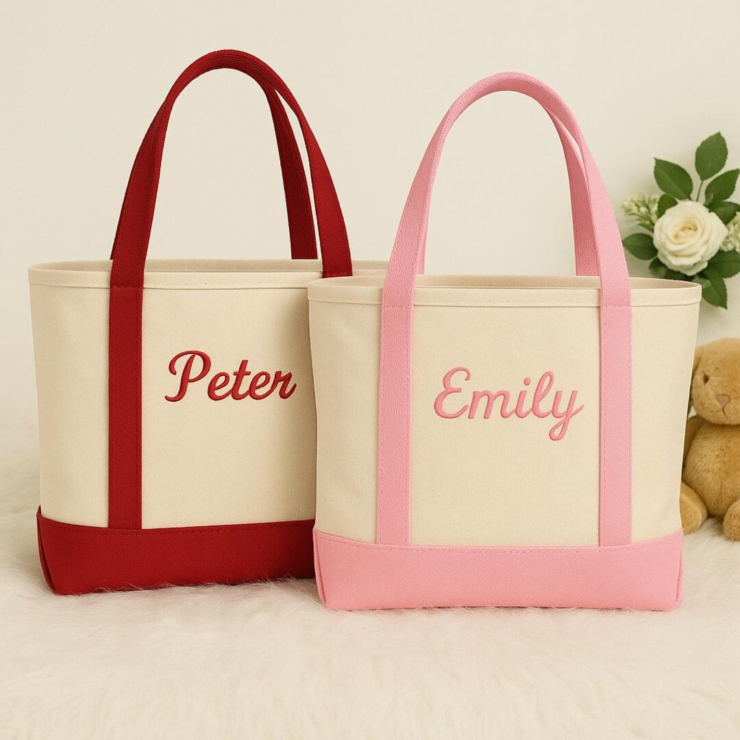 Personalized Embroidered Tote Bag, Custom Canvas Tote Bag With Name ...