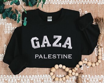 Embroidered Gaza Palestine Sweatshirt, Palestine Matching Sweater, Palestine Gaza Crewneck Muslims Adults Sizes Jumper, Free Delivery In USA