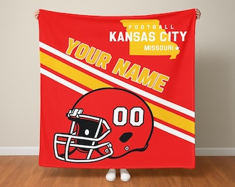Personalized Kansas City Football Blanket, Custom Name Football Blanket, Kansas City Fan Gift, Game Day Blanket, Cozy Football Lover Gift