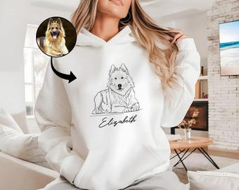 Anpassad hundfototröja, personlig husdjursfototröja med namn, porträtt från fototröja, hundmammapresent, hundkonturporträtttröja