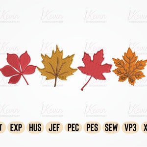 Herbst Ahornblatt Stickdatei, Mini Herbst Blätter Stickdatei, Instant Download Digital gesticktes Design, Herbst Stickerei
