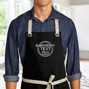 Custom Embroidered Apron, Custom Logo Chef Women Aprons, Custom Logo Apron For Men, Cooking Adjustable Matching Unisex Aprons, Gift for Him