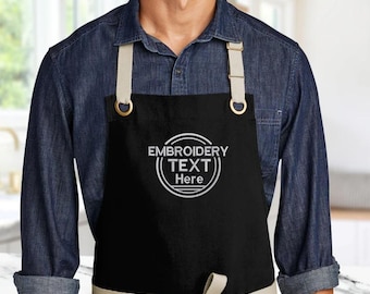 Aangepaste geborduurde schort, aangepaste logo chef-kok vrouwen schorten, aangepaste logo schort voor mannen, koken verstelbare bijpassende unisex schorten, cadeau voor hem