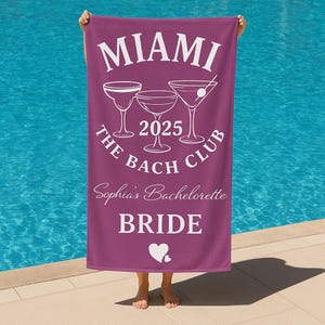 Custom Name Bachelorette Beach Towels, Personalized Matching Bridesmaid Towels, Bride Cute Bachelorette Party Towels, Bridal Party Gifts