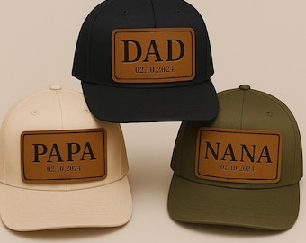 Custom Leather Patch Dad Hat, Dad Est. 2025 Hat, Personalized Dad Trucker Hat, Unique Father’s Day Gift, New Dad or Birthday Gift for Him