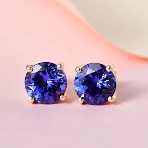 AAAA Tanzanite Stud Earring in Sterling Silver, Tanzanite Earring, Tanzanite Jewelry, Gemstone Stud, Gemstone Earring, Gift for Her