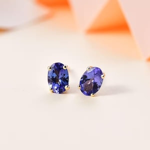 AAAA Tanzanite Stud Earring in Sterling Silver, Tanzanite Earring, Tanzanite Jewelry, Gemstone Stud, Gemstone Earring, Gift for Her