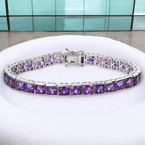 African Amethyst Tennis bracelet in Sterling Silver, Amethyst Bracelet, Amethyst Jewelry, Bracelet for Women, February Birthstone Bracelet