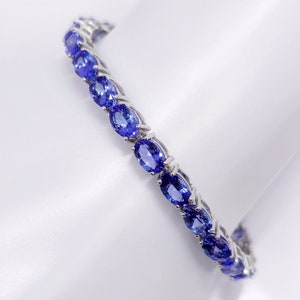 AAAA Tanzanite Tennis Bracelet in Sterling Silver, Dark Blue Tanzanite Bracelet, Tanzanite Line Bracelet, Gemstone Bracelet for Women