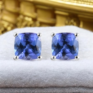 AAAA Tanzanite Stud Earring in Sterling Silver, Tanzanite Earring, Tanzanite Jewelry, Gemstone Stud, Gemstone Earring, Gift for Her