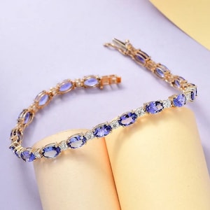 AAAA Premium Tanzanite and Moissanite Bracelet in Sterling Silver, Tanzanite Bracelet, Gemstone Bracelet, Bracelet for Women, Gift for Her