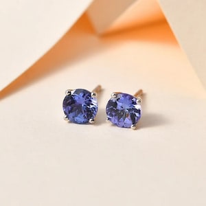 AAAA Tanzanite Stud Earring in Sterling Silver, Tanzanite Earring, Tanzanite Jewelry, Gemstone Stud, Gemstone Earring, Gift for Her