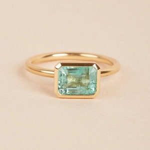 Zambian Emerald Ring in 9K Solid Yellow Gold, Emerald Ring, Bezel Set Ring, Solitaire Ring, May Birthstone Ring, Gemstone Ring, Gift for Her