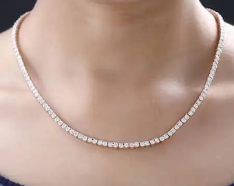 Moissanite Tennis Halskette in platiniertem Sterlingsilber, Moissanite Halskette, Tennis Halskette, Edelstein-Halskette für Sie