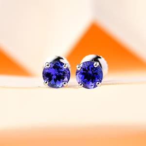 AAAA Tanzanite Stud Earring in Sterling Silver, Tanzanite Earring, Tanzanite Jewelry, Gemstone Stud, Gemstone Earring, Gift for Her