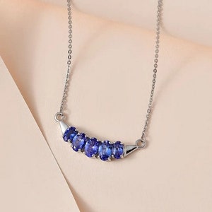 AAA Tanzanite Necklace in Platinum Over Sterling Silver, Tanzanite Necklace, Tanzanite Pendant, Gemstone Necklace for Women, Gift for Her