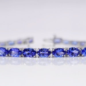 AAAA Tanzanite Tennis Bracelet in Sterling Silver, Dark Blue Tanzanite Bracelet, Tanzanite Line Bracelet, Gemstone Bracelet for Women