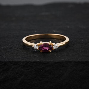 Pink Tourmaline and Moissanite Ring in Sterling Silver, Pink Tourmaline Ring, Birthstone Ring, Minimalist Ring, Gift for Her
