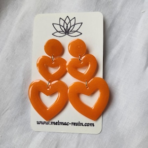 Heart earrings in epoxy resin. Handmade.
