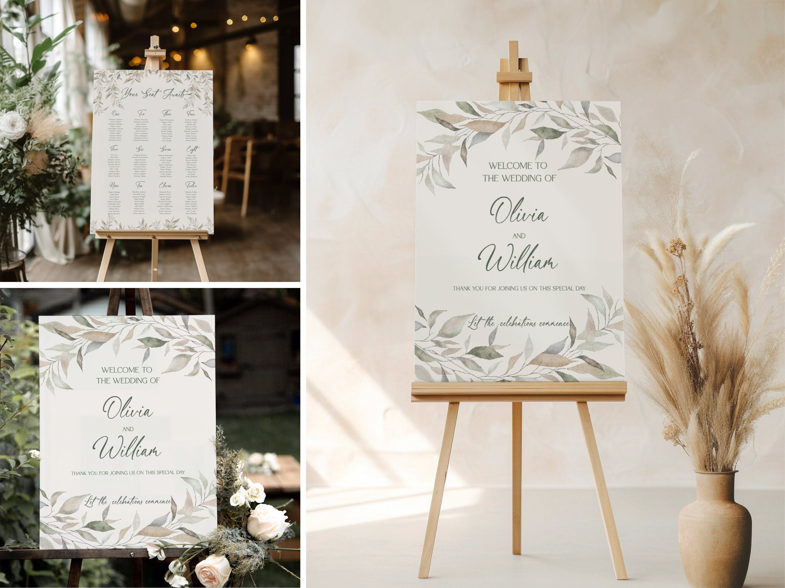SIENNA Wedding Invitation Template Download, Autumn Wedding Invitation Bundle, Large Printable ...