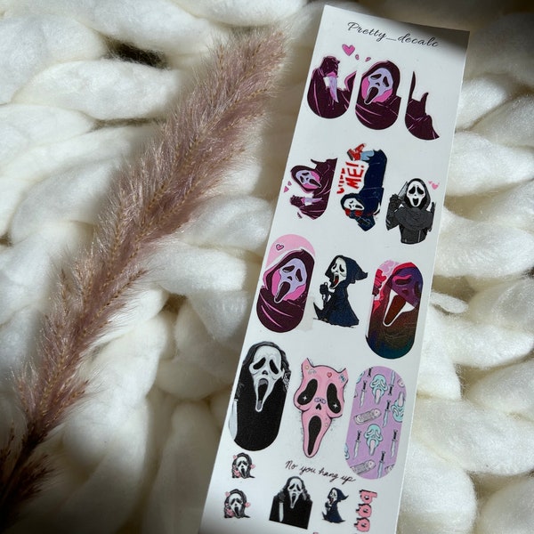 Kawaii ghost face / transparent/ waterslide Nail decals/ - high photo quality